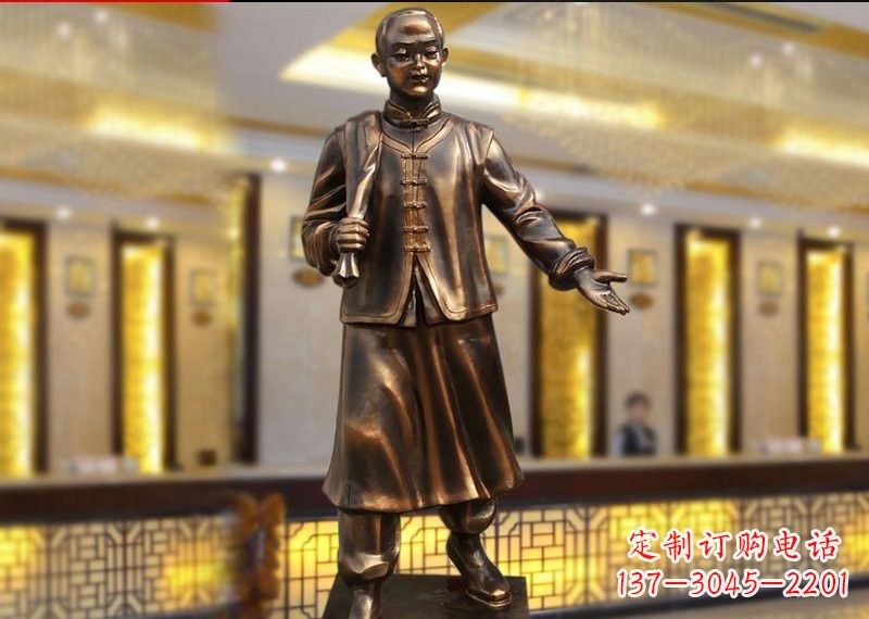 信阳铜雕迎宾人物店小二