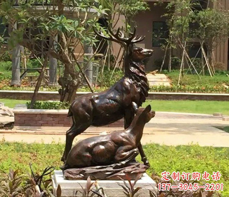 信阳铜雕园林梅花鹿雕塑摆件