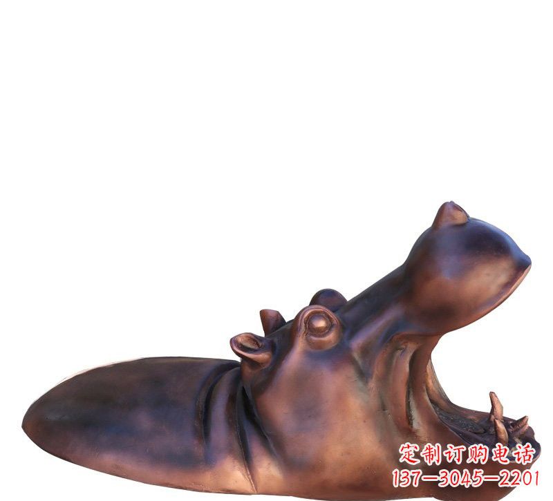 信阳铜雕张嘴河马