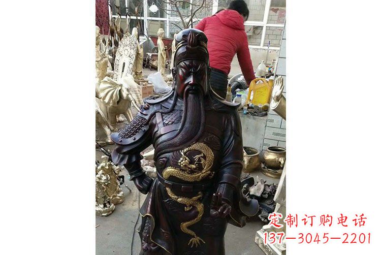 信阳铜雕镇宅关公寺庙神像雕塑摆件 (4)