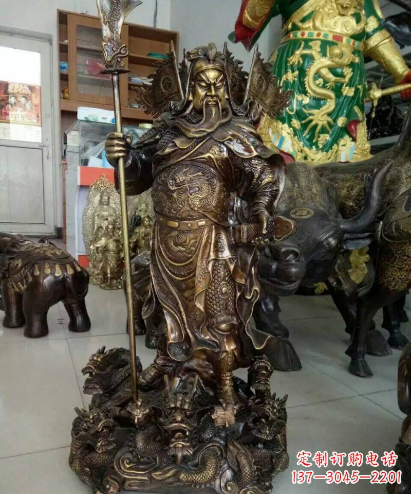 信阳铜雕镇宅关公寺庙神像雕塑摆件