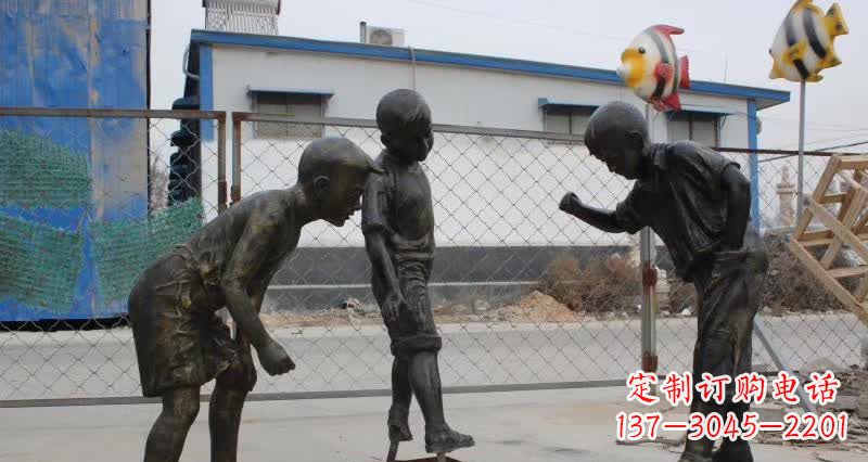 信阳玩陀螺人物铜雕