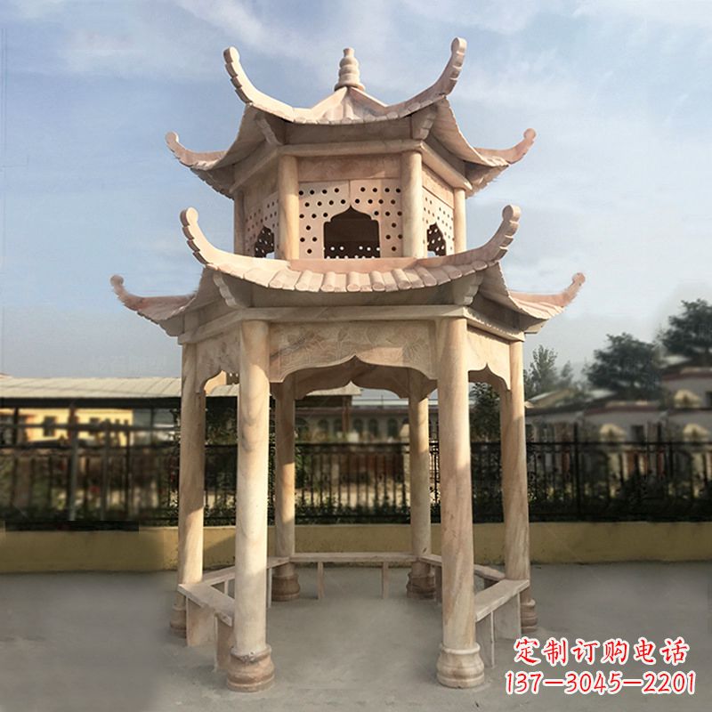 信阳晚霞红大理石凉亭雕塑