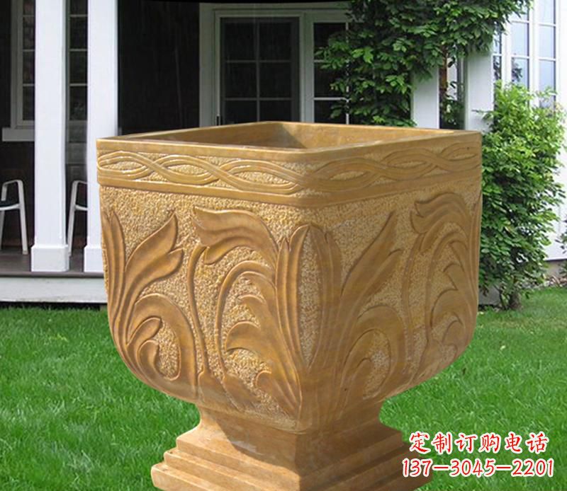 信阳晚霞红雕刻景观花盆雕塑