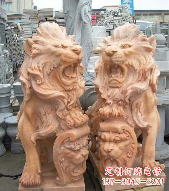 信阳晚霞红盾牌欧式狮子