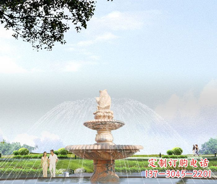 信阳晚霞红多层大型石雕喷泉 (4)