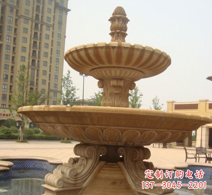 信阳晚霞红多层大型石雕喷泉 (5)