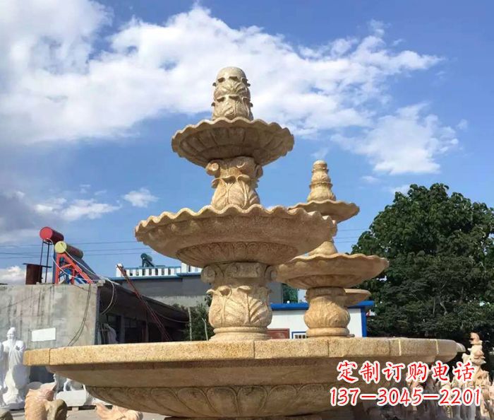 信阳晚霞红多层喷泉石雕