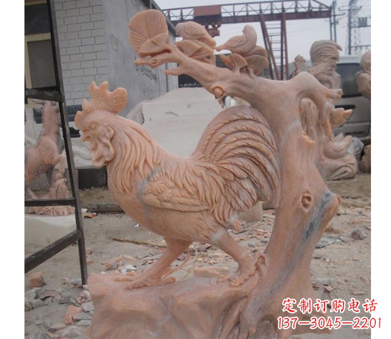 信阳晚霞红公鸡雕塑