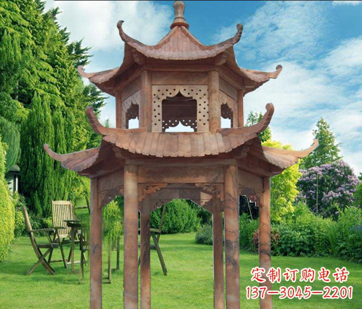 信阳晚霞红公园建筑凉亭