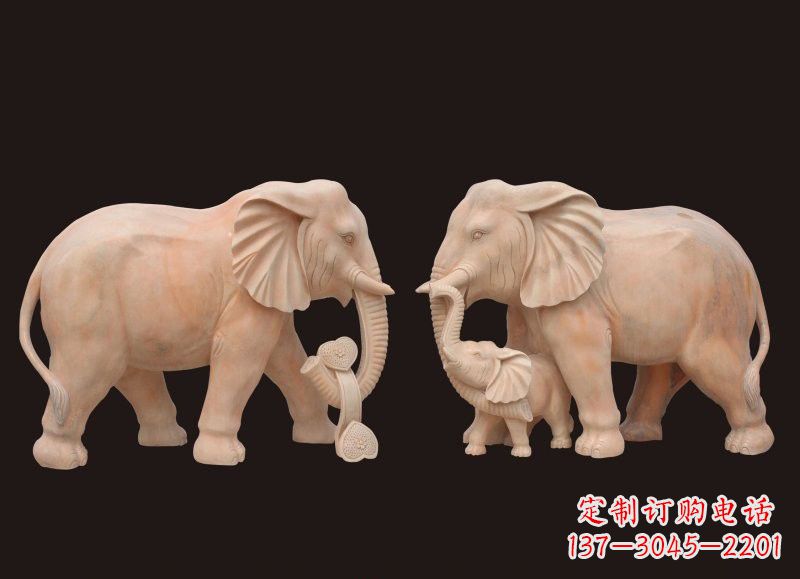 信阳晚霞红母子大象雕塑