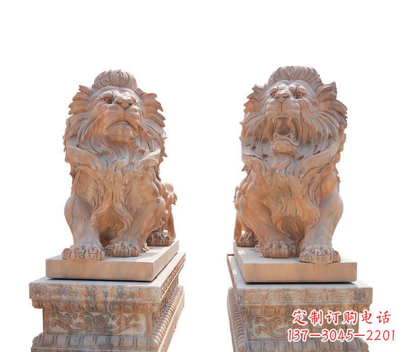 信阳晚霞红欧式狮子雕塑
