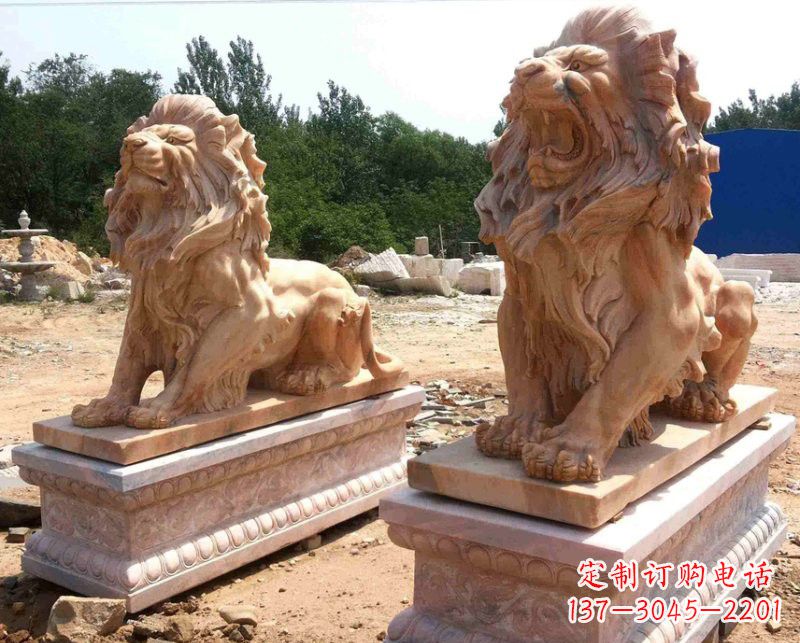 信阳晚霞红欧式狮子雕塑222