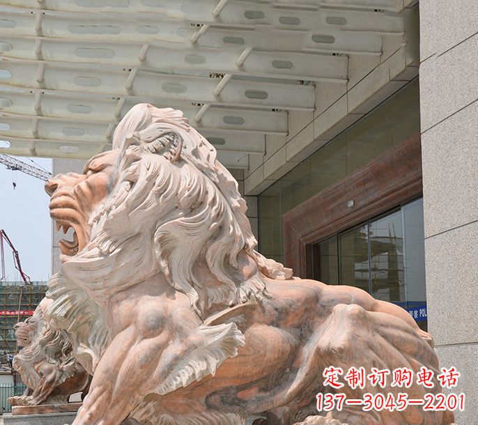 信阳晚霞红欧式狮子石雕 (3)