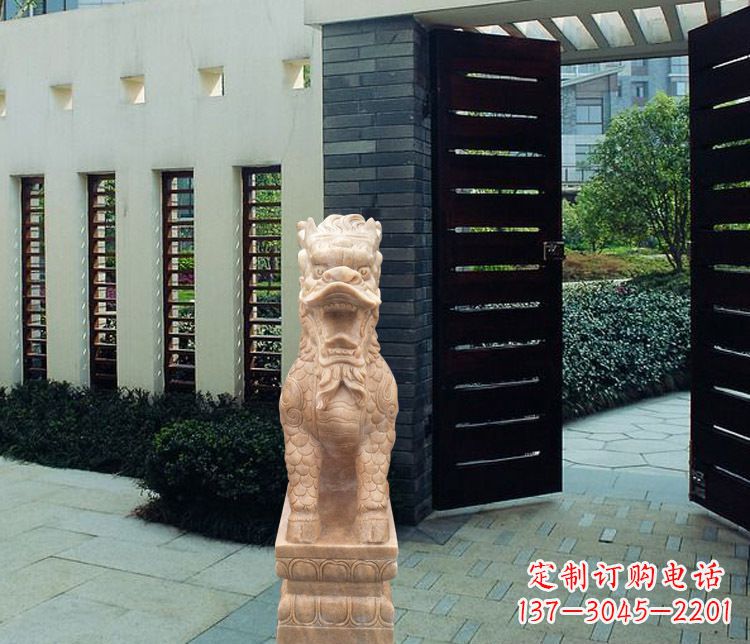 信阳晚霞红瑞兽麒麟雕塑