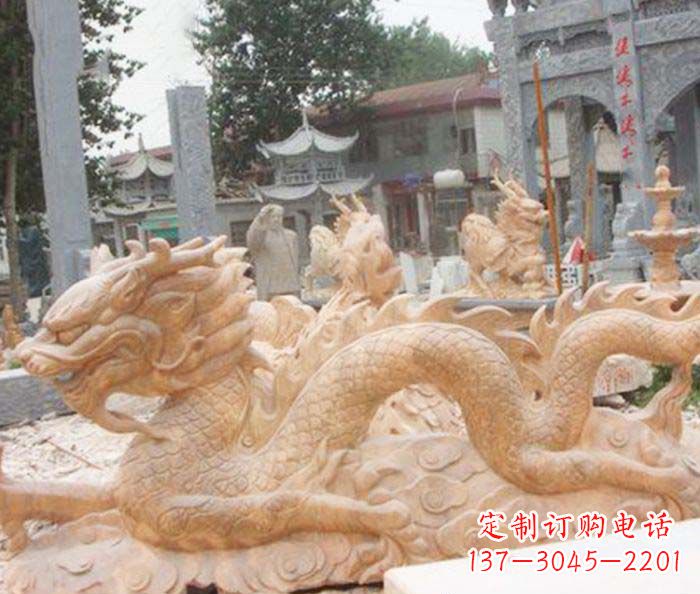 信阳晚霞红生肖龙石雕