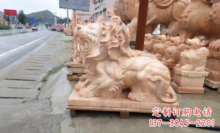 信阳晚霞红狮子雕塑