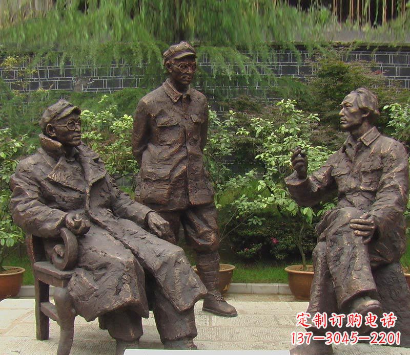 信阳伟人毛泽东刘伯承铜雕