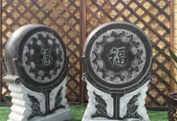 信阳青石仿古福字抱鼓雕塑，让您的家园更加美观