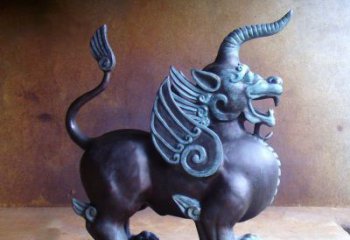 信阳传承中国神兽文化的独角兽铜雕塑