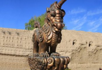 信阳神兽獬豸古铜雕塑摆件