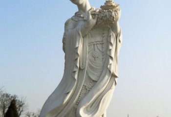 信阳古典美女雕塑——十二花神之四月牡丹杨玉环汉白玉