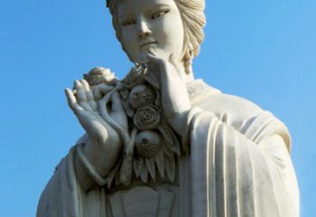 信阳石榴之美——十二花神之五月石榴李氏汉白玉古代美女雕像