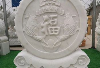 信阳装饰福字图案的雕塑石门墩