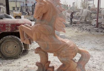 信阳晚霞红踏浪奔马石雕