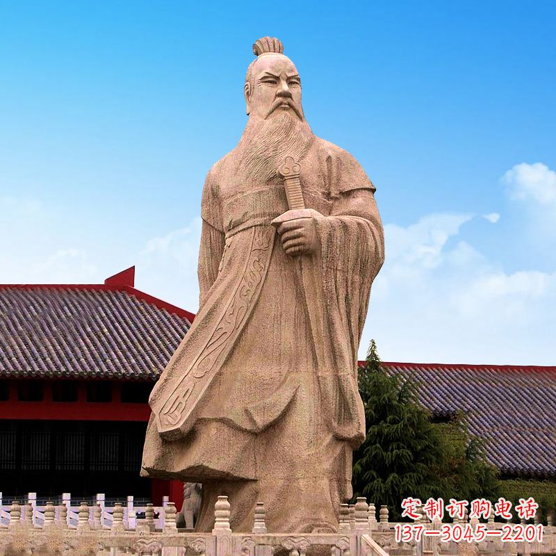 信阳魏武帝曹操砂岩石雕塑像