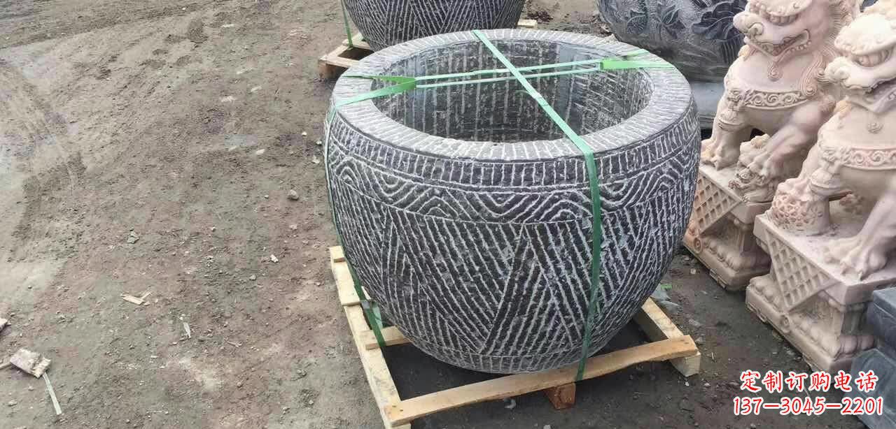 信阳纹理石浮雕水缸