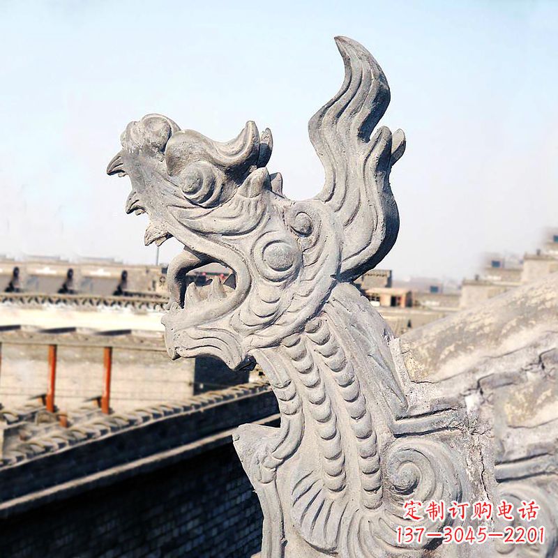 信阳屋脊鸱尾螭吻雕塑-古建装饰神兽动物雕塑