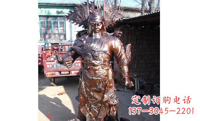信阳武财神持刀关公铜雕 (3)