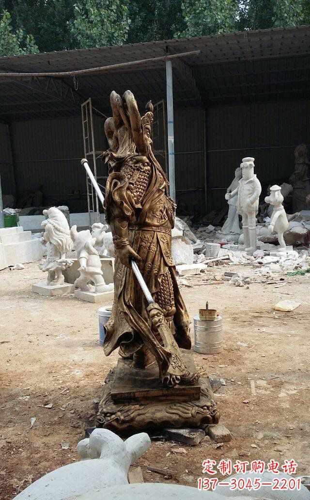 信阳武财神关公玻璃钢仿铜雕塑