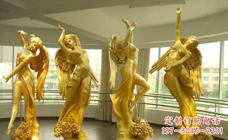 信阳舞蹈四女神玻璃钢仿铜人物雕塑