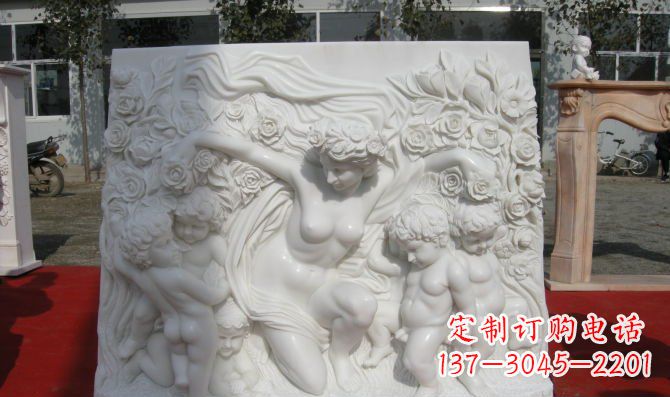 信阳西方女人与孩子汉白玉浮雕