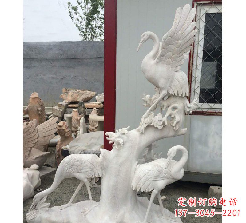 信阳仙鹤松树石雕