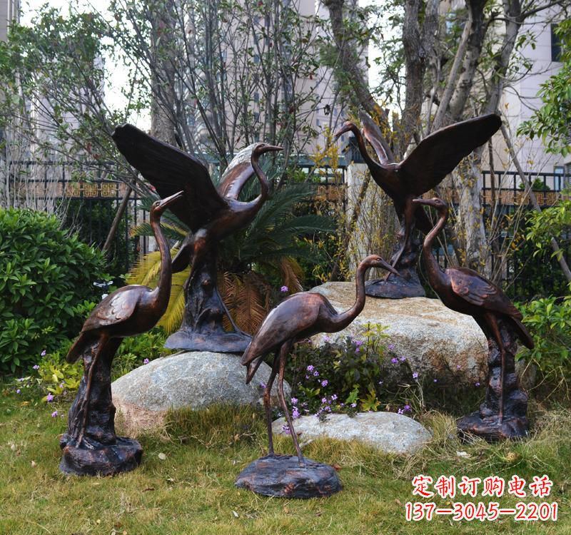 信阳仙鹤铜雕塑 (2)