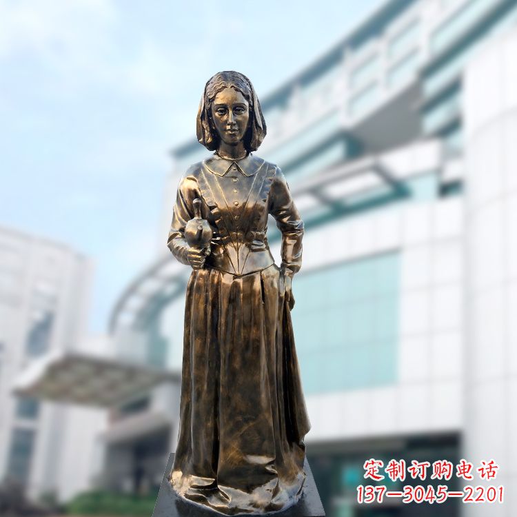 信阳现代护理教育奠基人南丁格尔玻璃钢仿铜雕像