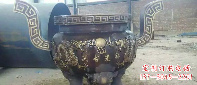 信阳祥光古刹寺庙香炉铜雕