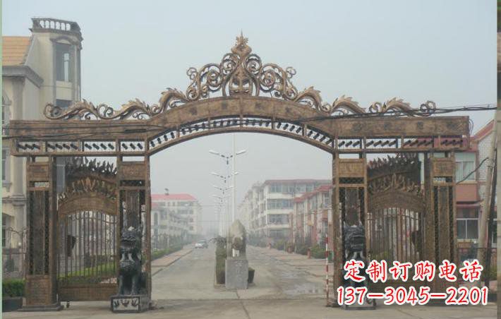 信阳小区不锈钢门口牌坊雕塑