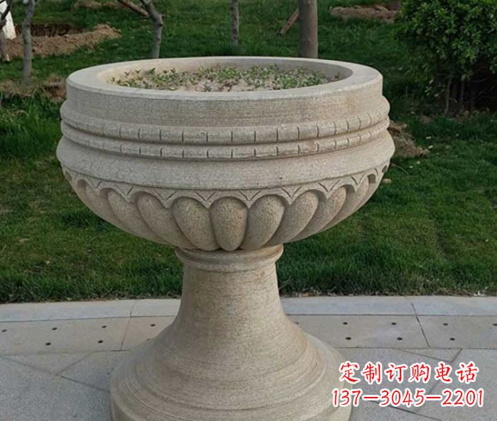 信阳小区大理石花盆摆件石雕