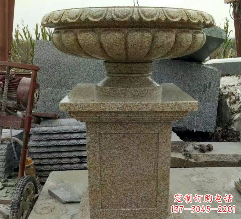 信阳小区花岗岩花盆雕塑
