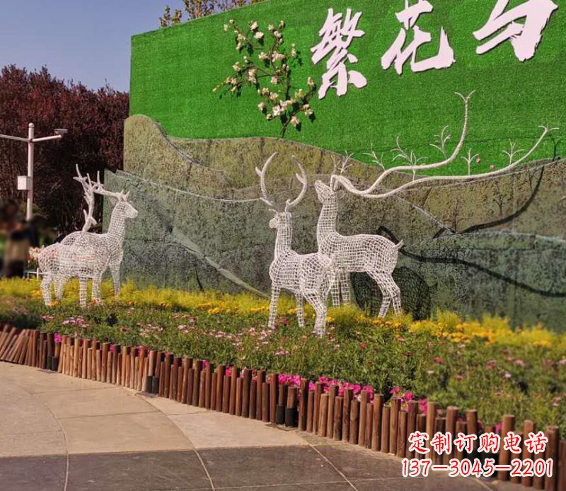 信阳小区景观不锈钢梅花鹿