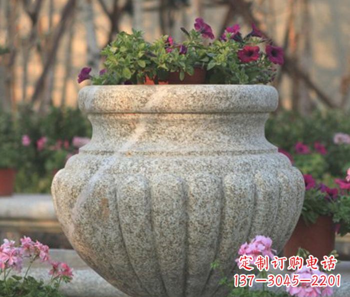 信阳小区景观大理石花盆石雕 (6)