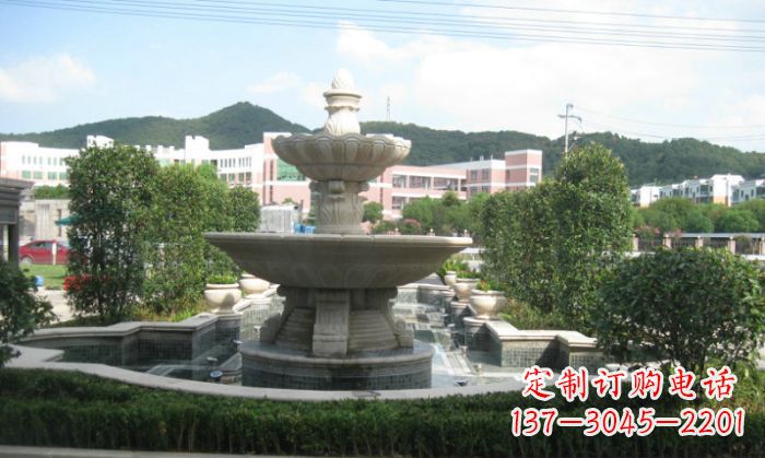 信阳小区景观大理石喷泉石雕 (2)
