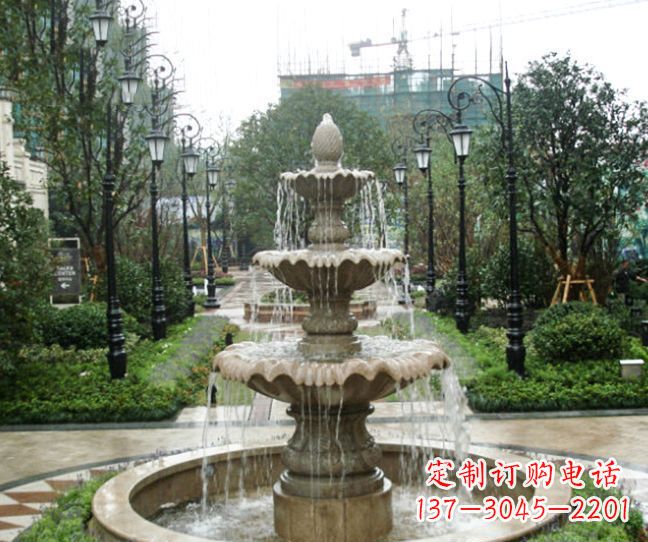 信阳小区景观大理石喷泉石雕 (4)
