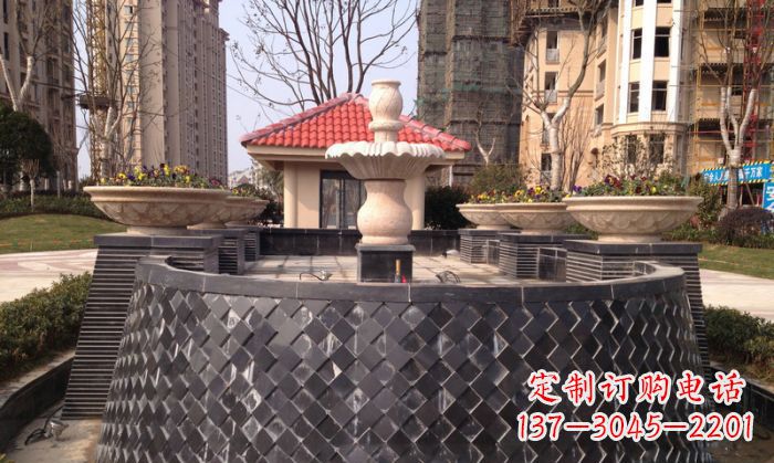 信阳小区景观大理石喷泉石雕 (3)