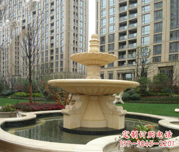 信阳小区景观大理石喷泉石雕 (8)