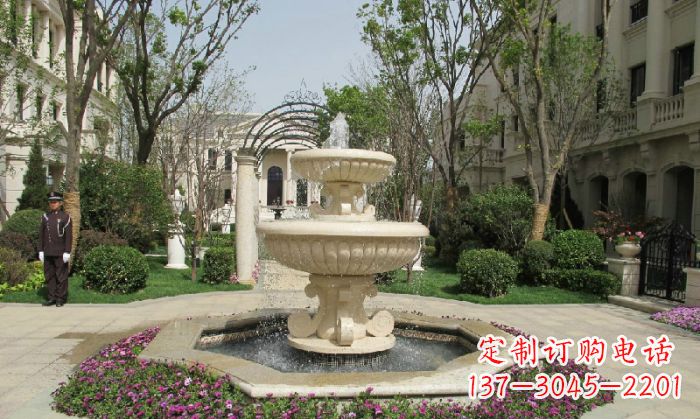 信阳小区景观大理石喷泉石雕 (7)